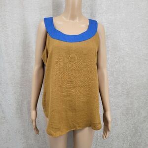 Tobria Vintage Linen Boho Eathy Tank Top Sleeveless Blouse Women's Size 10